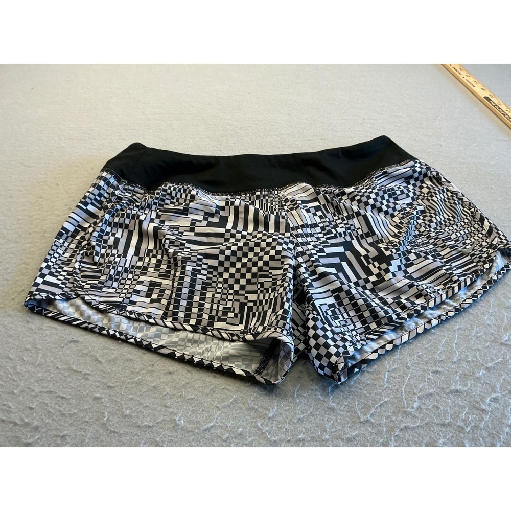 Nike Running Shorts Black White Geometric Print Zip Pocket Size L Athletic Fit